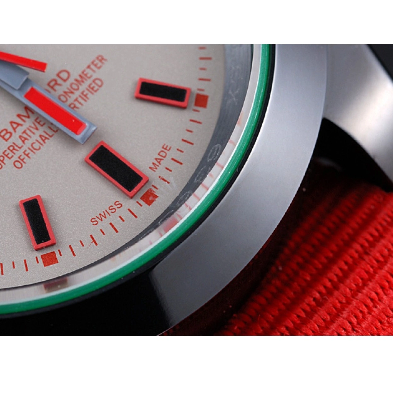 Aaa replica watch Nylon 622002 Red Milgauss Strap Rolex Bamford 0715